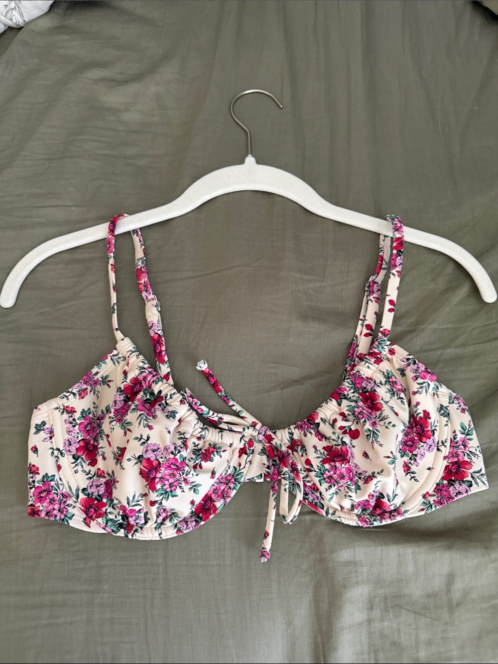 wild fable Cream Bikini Top with Floral Trim